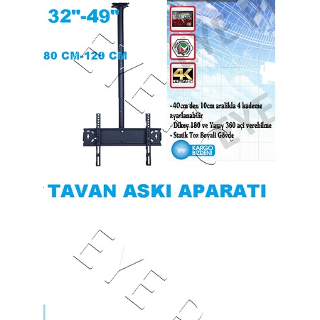 32 Inc 49 Inc Lcd Led Tv Tavan Aski Aparati Hareketli Fiyatlari Ve Ozellikleri