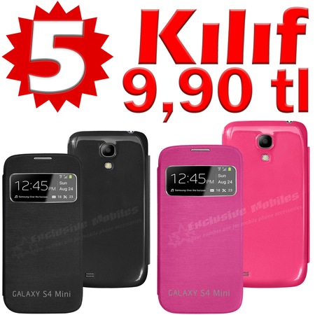 Samsung Galaxy S4 Mini Kılıf Flip Cover Sleep Modlu Camlı N11com