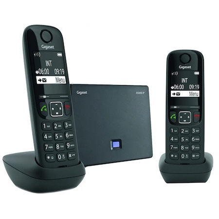 TELéFONO INALáMBRICO GIGASET AS690 DUO - NEGRO, MANOS LIBRES, AGENDA