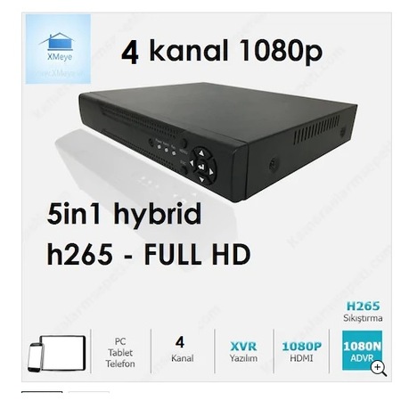 4 Kanal Dvr 5 In 1 Xvr Xmeye Yazilim H265 Full Hd Kayit Cihazi