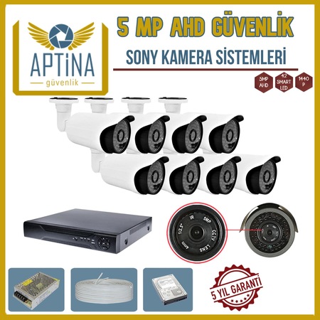 8 Kameralı 5 MP SONY LENS 1440P Güvenlik Kamerası Sistemleri