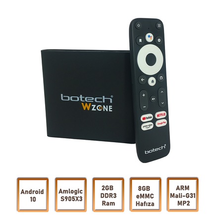 Botech Wzone 4K Ultra HD Android 10.0 Lisanslı TV Box