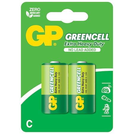 GP Greencell GP14G-U2 R14P Çinko Karbon Orta Boy C Pil 2'li