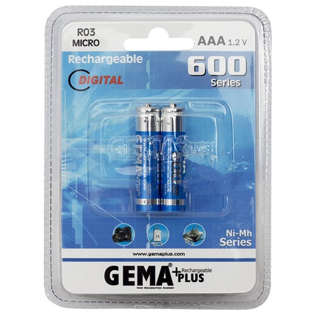 Gema Plus R03 Micro 600 Serisi 600 mAh AAA Ni-MH Şarj Edilebilir İnce Kalem Pil 2'li