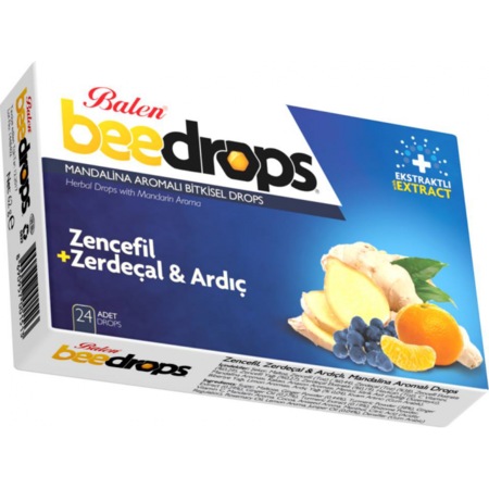 Balen Zencefil, Zerdeçal, Ardıçlı, Mandalina Aromalı Drops 24 Pastil Balen Zencefil, Zerdeçal, Ardıçlı, Mandalina Aromalı Drops 24 Pastil