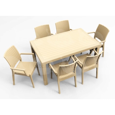 Estelia Rattan Milena 90x150 Cm Camlı Masa Takımı