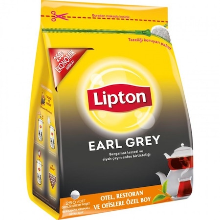 Lipton Earl Grey Bergamot Aromalı Siyah Süzen Demlik Poşet Çay 250 x 3.2 G