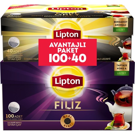Lipton Filiz Çay Demlik 100'lü + Earl Grey 40'lı Demlik Poşet Çay Avantajlı Paket