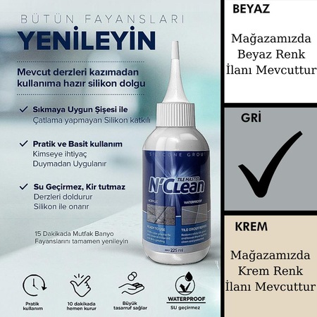 N Clean Tekli Pratik Hazir Silikonlu Derz Dolgusu Gri 225 Ml Fiyatlari Ve Ozellikleri