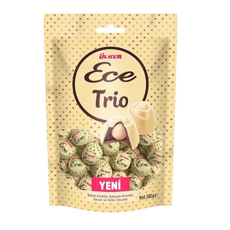 Ülker Ece Trio Bütün Fındıklı Beyaz Ve Sütlü Çikolata 300 G