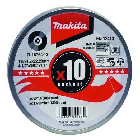 Makita D-18764-10 Düz Flex İnox Kesme Taşı 115x1.2mm 10lu Paket