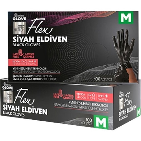 Reflex Glove Flex Eldiven Siyah M Beden 4 x 100'lü