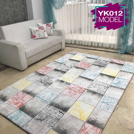 Dijital Baskili Lastikli Hali Ortusu Vintage 10004 Pembe