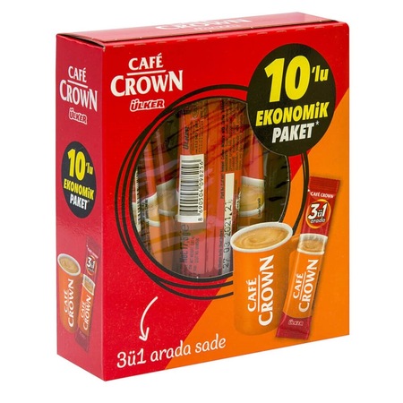 Cafe Crown Ekonomik Paket 3'ü 1 Arada Sade Kahve 10 x 17.5 G