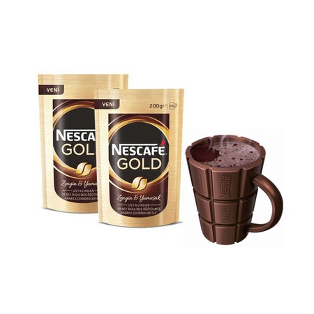 Nescafe Gold Eko Paket 2 x 200 G + Sıcak Çikolata Bardağı