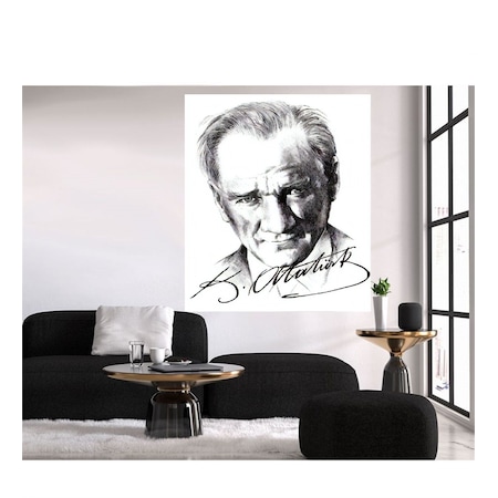 Ataturk Karakalem Portre Cizimi Kanvas Tablo 100x130 Cm N11 Com