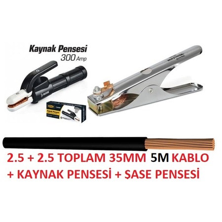 Kaynak Kablosu Takımı 5 Metre Hes Nyaf Kablo 35 Mm Siyah