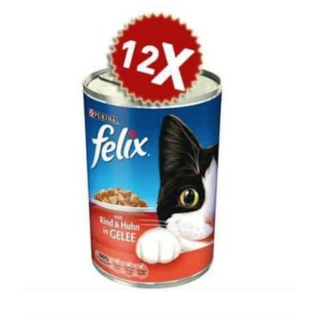 Felix Sığır Etli Konserve Yetişkin Kedi Maması 12 x 400 G