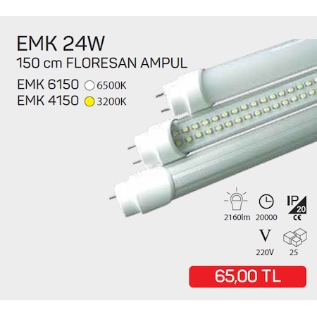 led floresan ampul 24w 150cm fiyatlari ve ozellikleri
