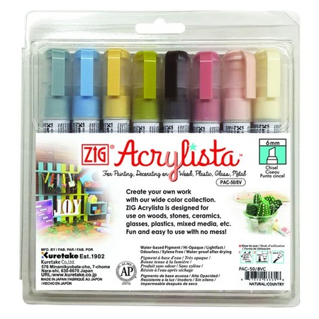 Zig Acrylista Marker Akrilik Boyama Kalemi 6 Mm Kesik Uc 8 Renk Fiyatlari Ve Ozellikleri