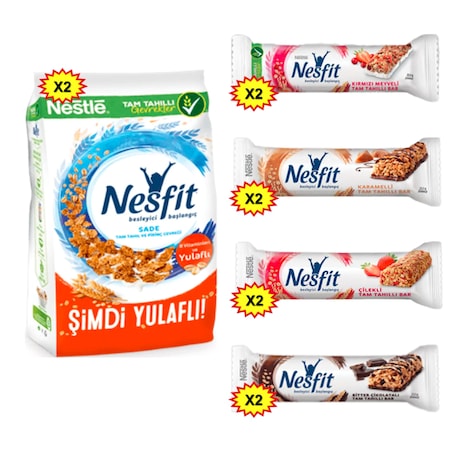 Nestle Nesfit Bar 8 x 23.5 G + Nesfit Sade Kahvaltılık Gevrek 2 x 700 G