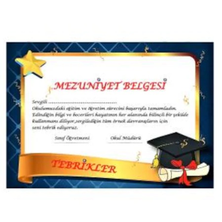 20 Adet Mezuniyet Belgesi Karne Yaninda Ilkokul Anaokulu Model 1 Fiyatlari Ve Ozellikleri