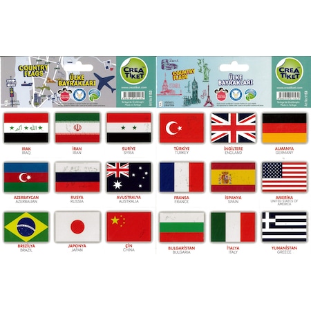 Creatıket 1153 Türkçe - İngilizce Ülke Bayrakları Sticker
