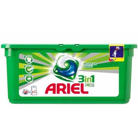 Ariel 3in1 Pods Sıvı Çamaşır Deterjanı Kapsülü Dağ Esintisi 34 Yıkama