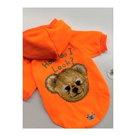 Miniş Pet Butik Neon Teddy Baskılı Kapşonlu Köpek Sweatshirt