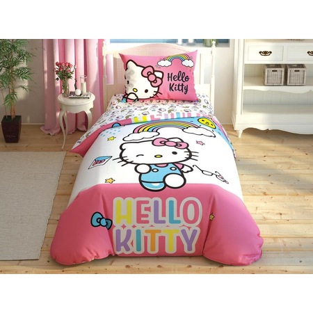 Tac Tek Kisilik Lisansli Nevresim Takimi Hello Kitty Rainbow Fiyatlari Ve Ozellikleri
