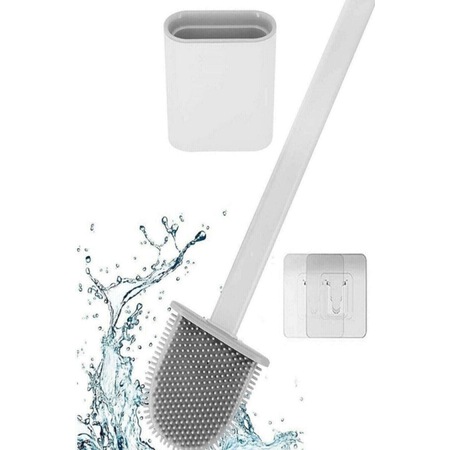 Beyaz Silikon Tuvalet Fırçası Bükülebilir Silikon Wc Klozet Fırçası