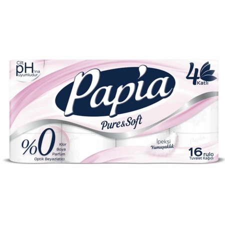 Papia Pure & Soft 4 Katlı Tuvalet Kağıdı 3 x 16 Rulo