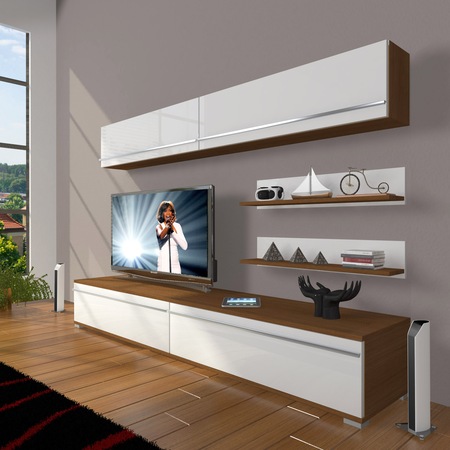 Decoraktiv Eko 4 Slm Std Rustik Tv Unitesi Tv Sehpasi Beyaz Siyah Trendyol