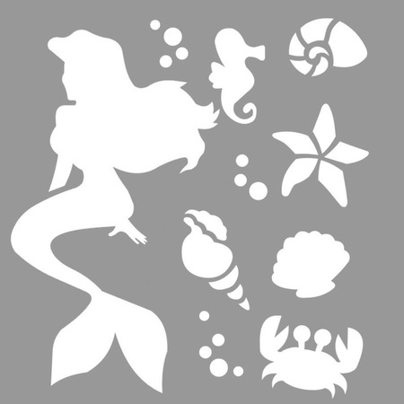 Küçük Deniz Kızı Stencil Boyama şablonu 30x30 cm, Duvar Stencil