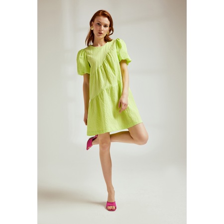 Naar Yuvarlak Yaka Balon Kol Yeşil Kadın Elbise 22141103