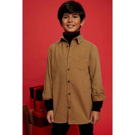 Bordo Erkek Cift Cep Kadife Gomlek 379359 Defacto Modafo