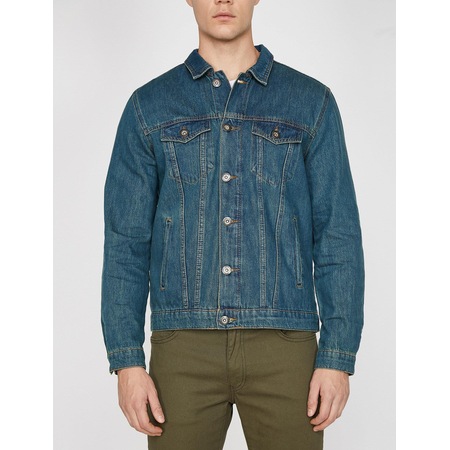 Koton 9yam53000ld Petrol Mavi Erkek Jean Ceketk1 N11com