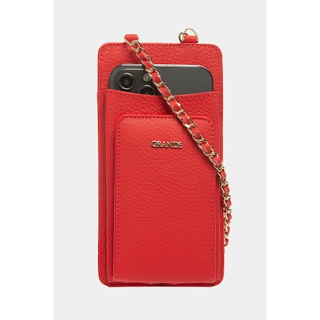 Grande 2783 Hakiki Deri Kadın Telefon Çantası Flother Kırmızı