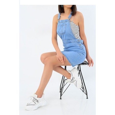 Siyah Jean Mini Salopet Elbise Lc Waikiki