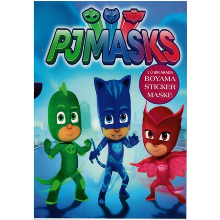 Pjmask Pijamaskeliler Boyama Kitabi Sticker Maske Super 3 Lu