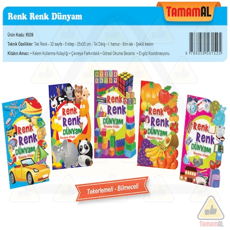 Sekilli Boyama Kitabi Renk Renk Dunyam Okul Oncesi 5 Kitap Seti