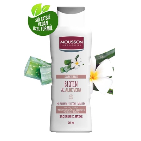 Mousson Biotin & Aloe Vera İçeren Dökülme Karşıtı Uzamaya Yardımcı Saç Kremi ve Maske 200 ML