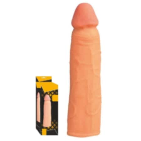 Erofoni Ucu 5 Cm Dolgu 16 Cm Realistik Penis Kılıfı Uzatmalı Prezervatif