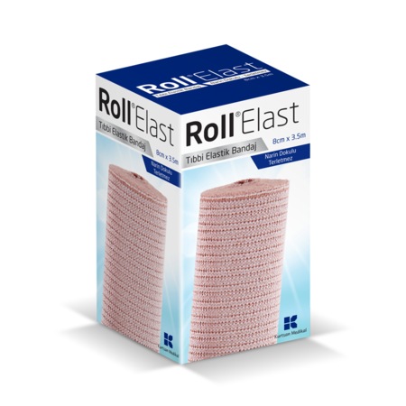Roll Elast Tıbbi Elastik Bandaj 8 CM x 3.5 M Ten Rengi