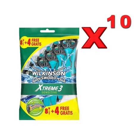 Wilkinson Sword Xtreme 3 Sensitive 8+4 Üç Bıçaklı Kullan At Tıraş Bıçağı 10'lu