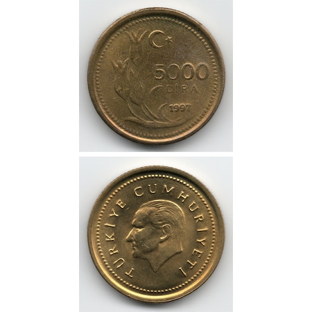 5.000 Lira (1997) ÇİL Eski Madeni Para