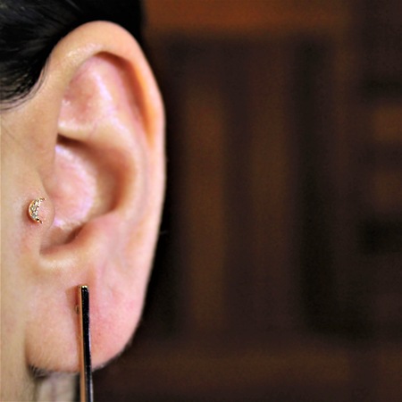 Ay Tasli 14 Ayar Altin Tragus Piercing Pinkgoldstore