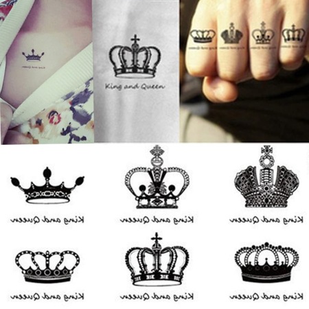 Geçici Dövme King Queen Crown Kral Tacı Taç Bay Bayan Tattoo