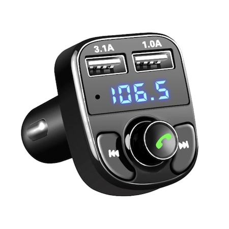 Carx8 Fm Transmitter Bluetooth Araç Kiti 4.0 Micro Sd Usb Şarj