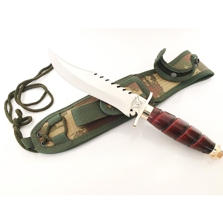 Asker Komando Bıçağı Rambo Bıçağı Av Bıçağı Kılıf Hediye 30 Cm